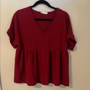 A New Day Red Boxy Short Sleeve Blouse